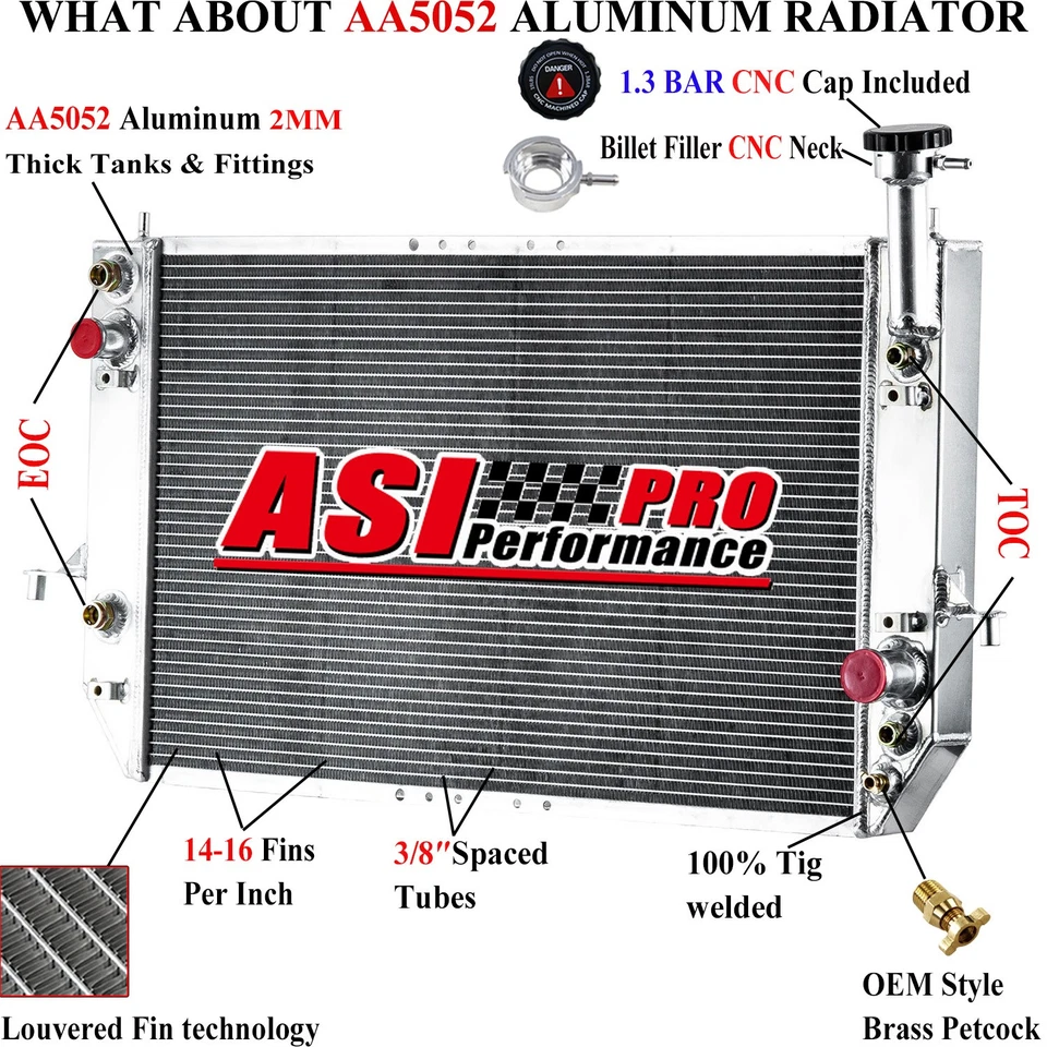 3-Row  Radiator Fits 1996-2005 Chevy Astro GMC Safari V6 4.3L AT - Изображение 2 из 4