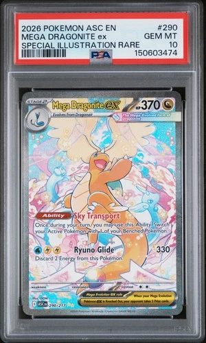 2026 POKEMON ASC SPECIAL ILLUSTRATION RARE #290 MEGA DRAGONITE EX PSA 10