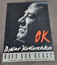 Vintage Oskar Kokoschka Exhibition promotion Poster Black & White 23" x 33" Used