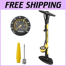 Precision Bike Floor Pump - 160 PSI, Analog Gauge, Long Hose