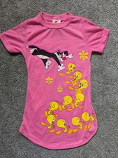 Vintage Kids Looney Tunes Tweety Bird Short Sleeve Pajama Nightgown Size Small 6