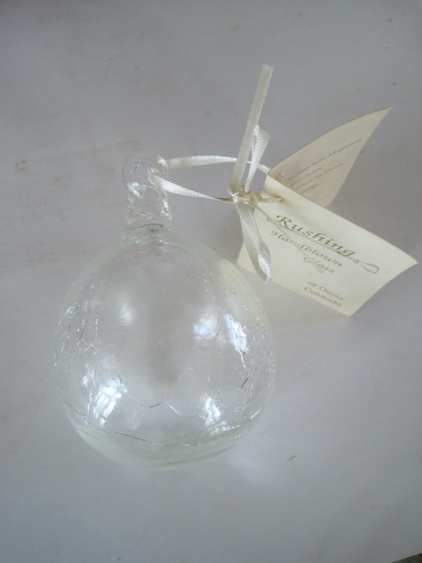 Rushing Handblown Glass Ornament Ouray CO Ball Crackle