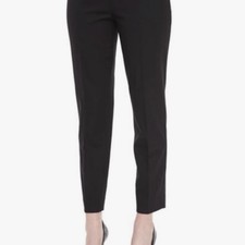 Ralph Lauren collection Black wool Slim flat front side zip Ankle Pants size 4