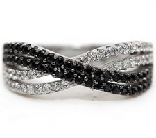 2CT Treated Black Sapphire  Topaz 925 Solid Sterling Silver Ring Sz 6,7,8,9 MK2