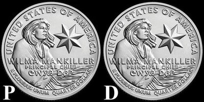 2022 P,D Wilma Mankiller  American Women Quarters BU 2 Coin Set