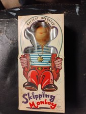 Vintage 1960s Nomura T.N. Japan Skipping Monkey Tin Toy Battery Op w/ Box