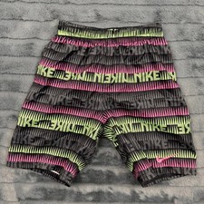 Nike Boys Swim Trunks Black Pink Lime Geometric Logo NESSE803 Size Small S