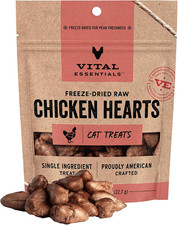 Vital Essentials Freeze Dried Chicken Heart Cat Treat,0.8 Oz,Grain-Free,USA Made