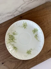 Antique CFH GDM Haviland Limoges France Saucer Green Floral Embossed