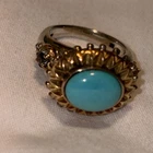 Stunning Vintage Barbara Bixby Sterling & 18K Gold Turquoise & Topaz Ring Sz. 6