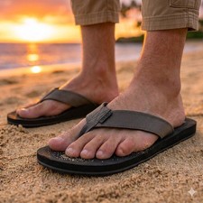 REEF Twinpin Grey Black New Casual Beach Thong Sandals RF002915GRE Men's 9 NEW