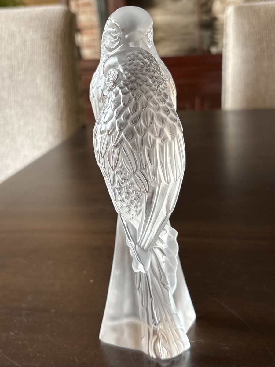 Lalique Crystal Eternal Love Two Parakeets Birds Sculpture Deux
