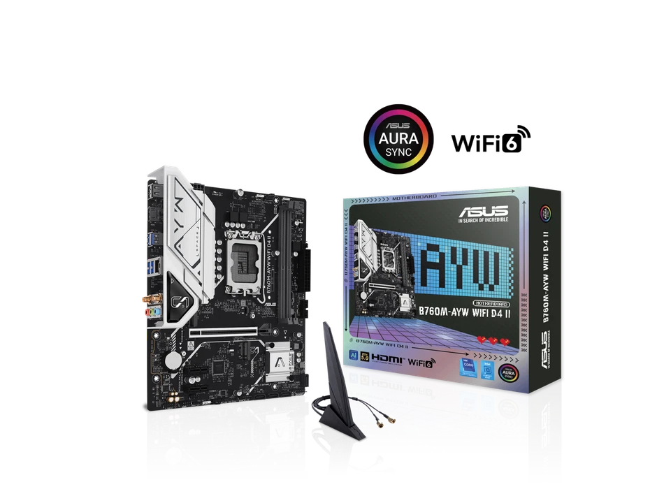 ASUS B760M-AYW WIFI D4 II Intel B760 (LGA 1700) microATX mATX motherboard, PCIe - Image 3 of 4