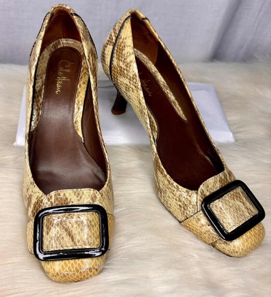 Bomba Cole Haan Damas Pitón Camel/Marrón, 6B, NUEVA, Fondo de Goma Foto 2 de 4