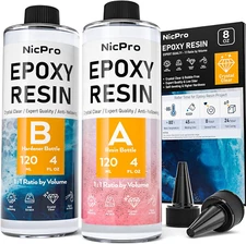 Nicpro 8 Ounce Crystal Clear Epoxy Resin Kit, Food Safe DIY Starter Epoxy Resin