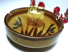 Vintage Working BUXTON BAMBOO LIGHTER & CERAMIC BAMBOO ASHTRAY