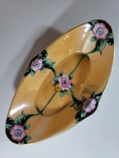 Noritake Japan  Luster Ware Pink Florals  Hand painted Candy Trinket Dish Gold 