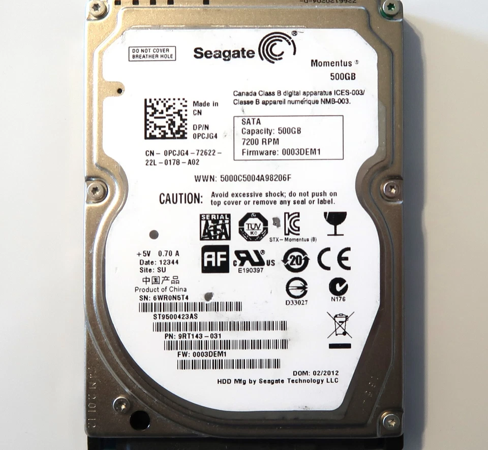Seagate ST9500423AS 9RT143-031 0003DEM1 (6WR0) SU China 500gb 2.5" Sata 02/2012 - Image 3 of 4