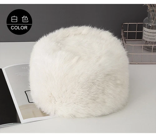 100% Real Rabbit Fur Hat Thicken Winter Warm Flat Top Cap Fashion Outdoor Men - Picture 11 of 24