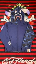 BAPE Giant 1ST camo shark loose fit full zip hoodie in Blue size XL