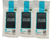 DUDE Wipes - On-The-Go Shower Wipes - 3 Pack 24 Wipes - Unscented Extra-Large