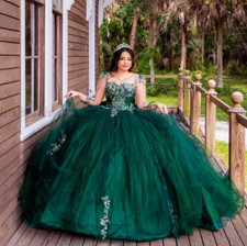 Elegant Green Quinceanera Dresses Long Sleeves Beads Appliques Sweet 16