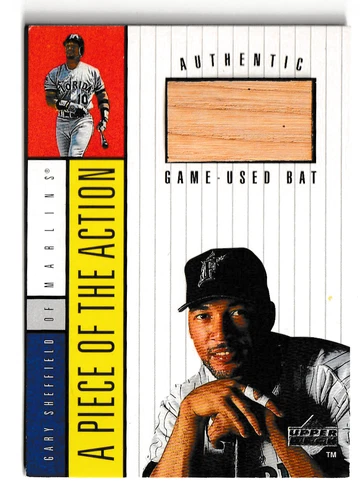 GARY SHEFFIELD 1998 UPPER DECK UD A PIECE OF THE ACTION GAME USED BAT SP # GS