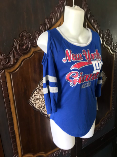 New York Giants Junior Women's Small (3/5) Cold Shoulder Top - Picture 4 of 5