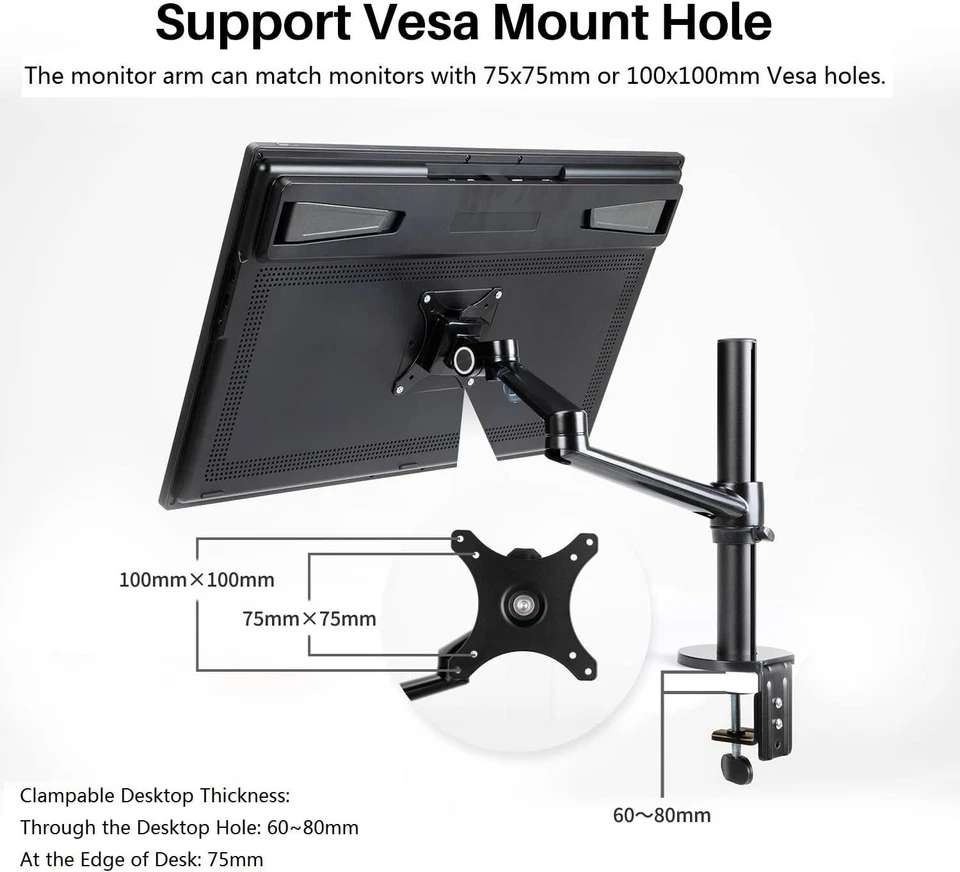 HUION Single Monitor Arm ST410 Heavy Duty Monitor Desk Mount Max 32 Inch - Image 2 of 4