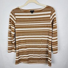 Ann Taylor Boat Neck 3/4 Sleeve Top Small 90s neutral modest