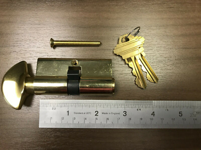 Euro Style Single Lock Cylinder Profile Brass  (2-1/2'' Long) 1-3/4''Doors w/ Keys