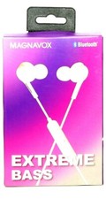 Magnavox BT Earbuds Extreme Bass with built in microphone WHITE-Feel the BASS