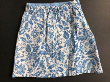 Gap Kids Girls 7 Flowered Jean Skirt Blue/White W/2 Pockets Adjustable Waist