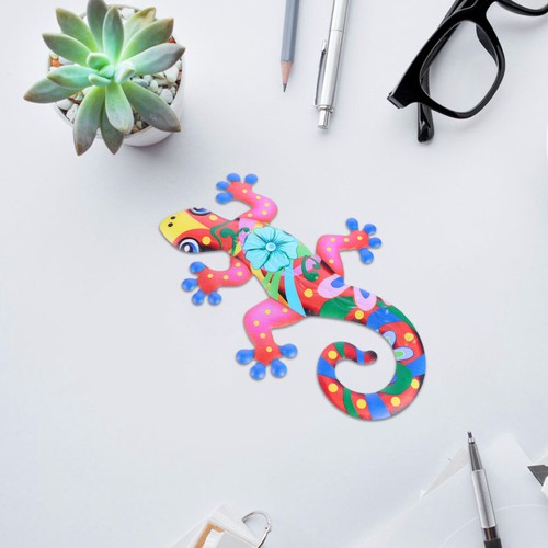 2 Pcs Indoor Outdoor Patio Decor Gecko Wall Decorations Iron Art Chic