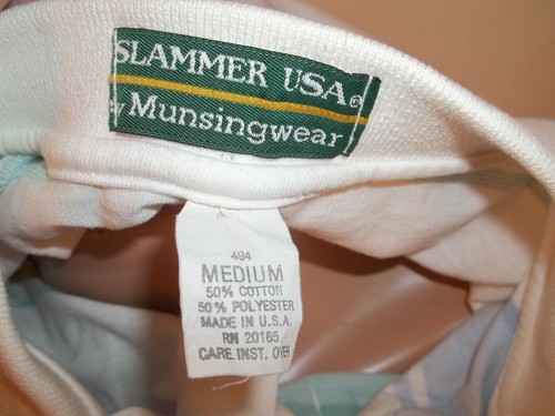 Vtg MUNSINGWEAR SLAMMER USA Pastel Striped Colors Pocket Polo Shirt Size Medium - Picture 7 of 7