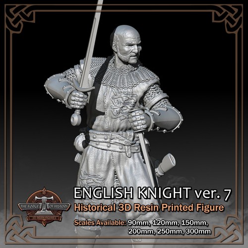 English Knights 3-Pack #1 - 3D Resin Printed Figure Models - Scale 90mm to 300mm - Picture 16 of 22