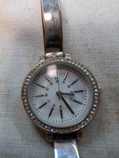 Silver Toned Quartz Ladies Cuff Watch Analog With Fresh Battery