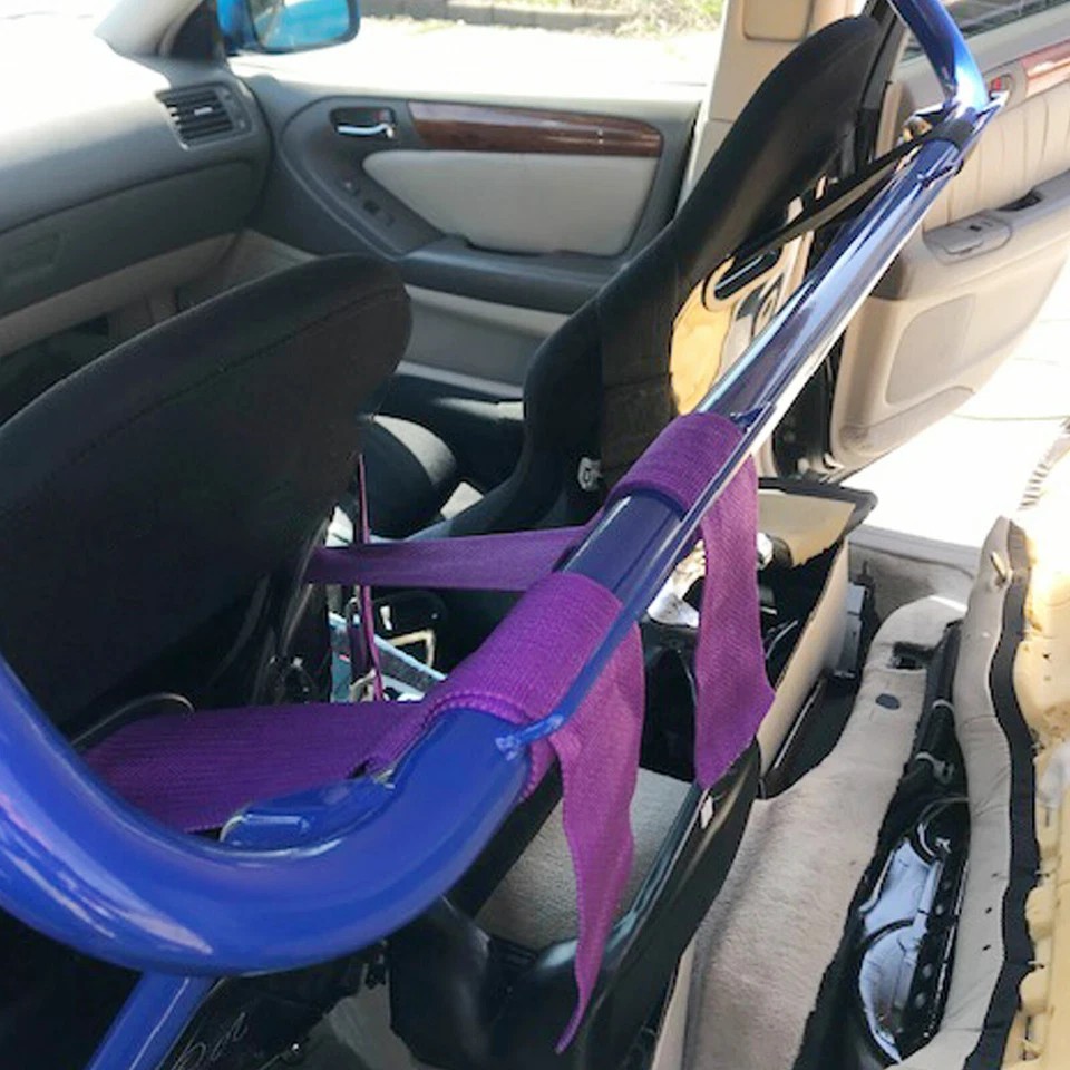 49" Blue Stainless Steel Racing Safety Seat Belt Harness Bar Across Tie Rod - Imagem 4 de 4