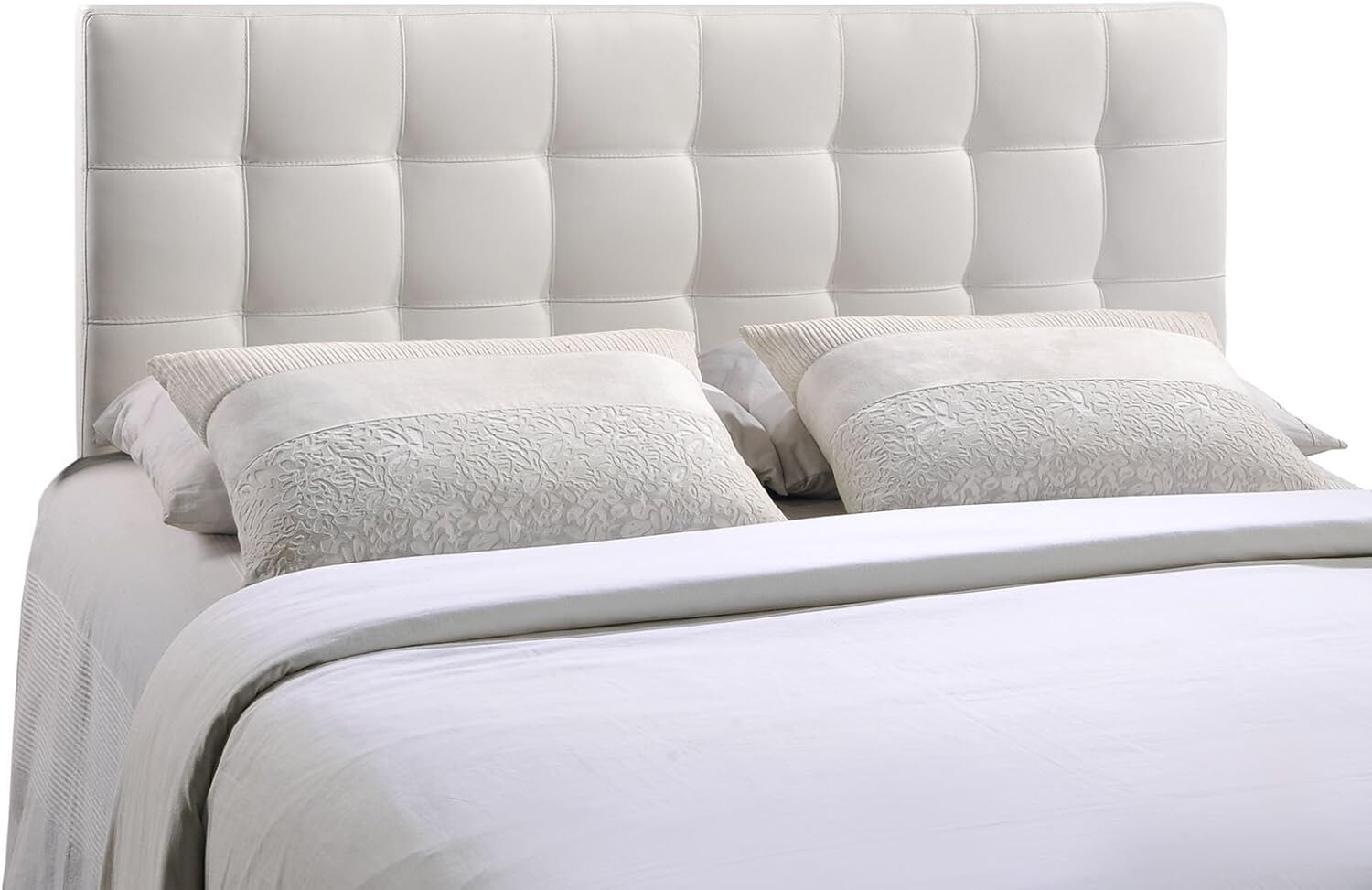 Modway Lily Tufted Faux Leather Upholstered Full Headboard in White