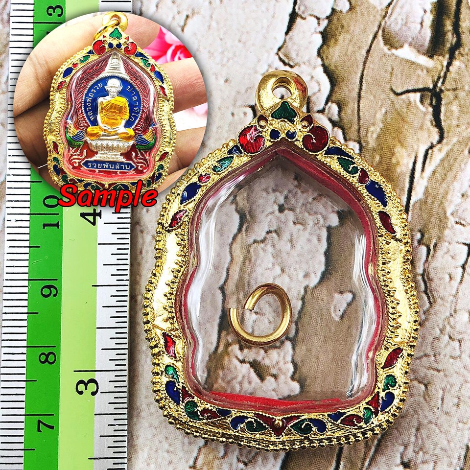 Frame Case Empty Stencil Metal Gold 24k Micron Ruay Panlan 4cm Thai