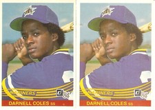 2 CARD 1984 DONRUSS DARNELL COLES BASEBALL CARD LOT #630