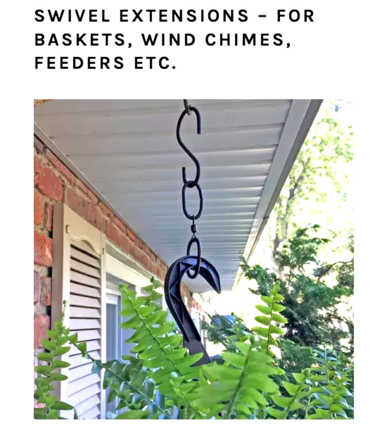 Hanging Plant Basket Hanger Swivel Extension & Hooks 2 each 