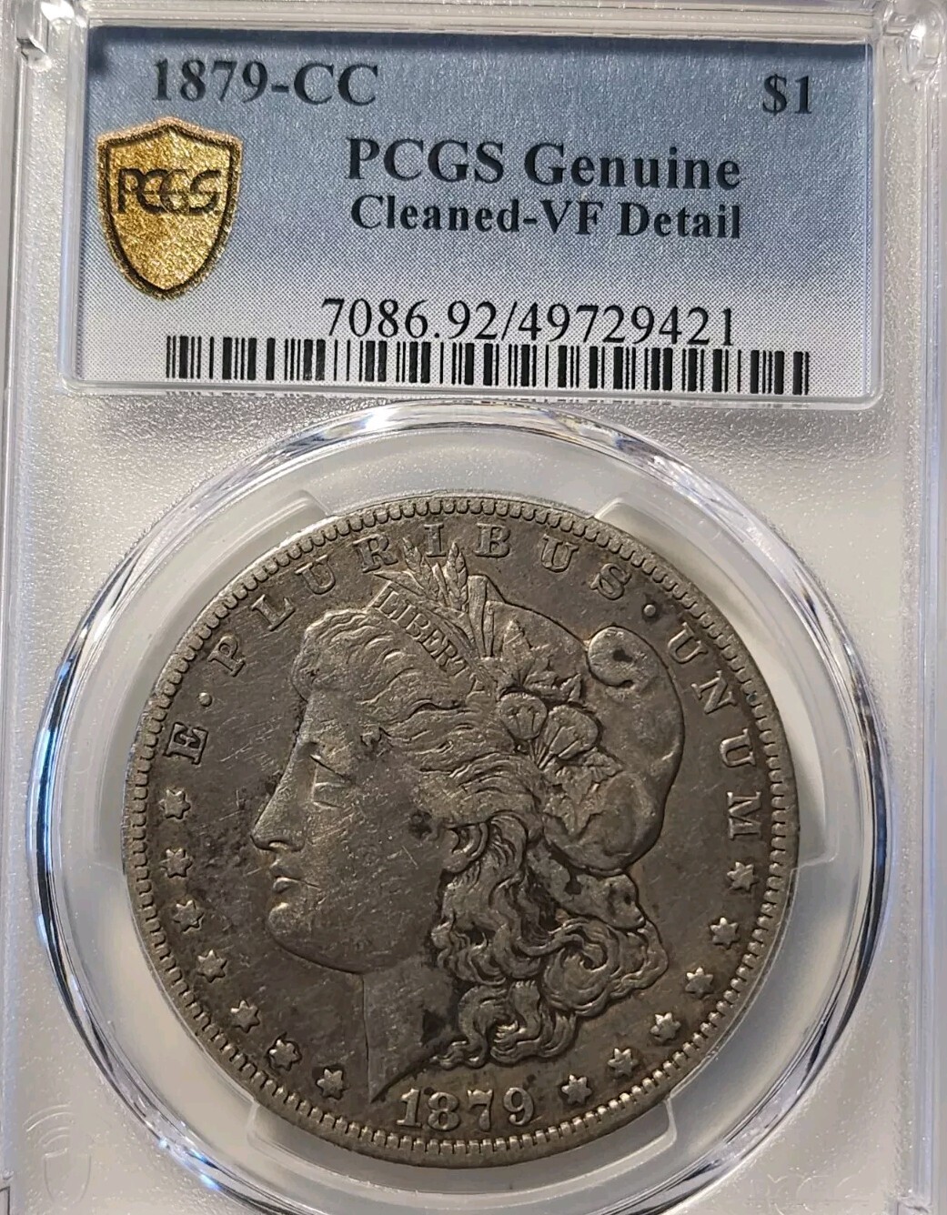 1879 cc morgan dollar key date carson city mint pcgs vf details