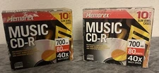 10-Pack Memorex Recordable Music CD-R Slim Jewel Cases 700MB 80 Min Lot Of 2