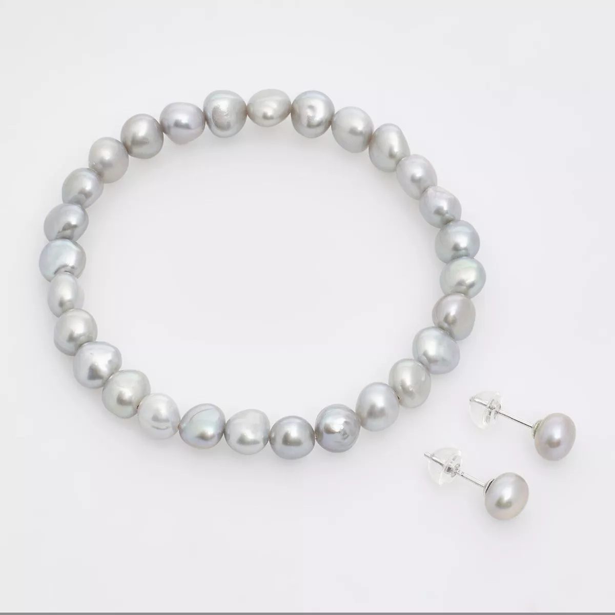 Kyoto Silver Grey Pearl Bracelet Genuine Freshwater 7