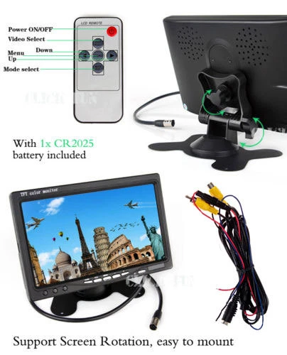 12V-24V HD 7" Display Monitor Truck RV Trailer Reversing Rear View Camera Kit - Image 4 of 4