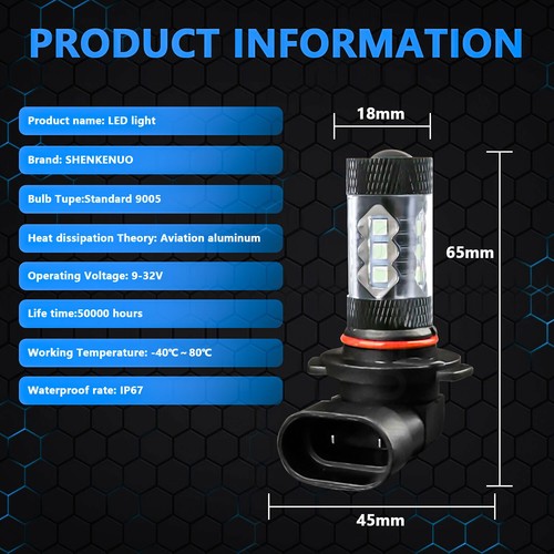 Pair 9145 LED Fog Light Bulbs for 11-12 RAM 1500 2500 3500 4500 5500 8000K - Picture 9 of 10