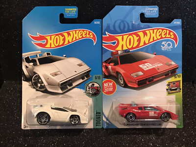 Hot Wheels~2016 & 2018~Lot Of 2~Lamborghini Countach~Pace Car~New Models~Clean