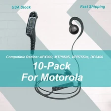 10x C-Shaped Earpiece for Motorola Two-Way Radio APX6000 DP4800 MTP850 XPR7550