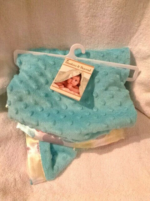 Blankets & Beyond Teal Blue Minky Dots bright colorful circles Baby Blanket NEW - Image 2 of 4